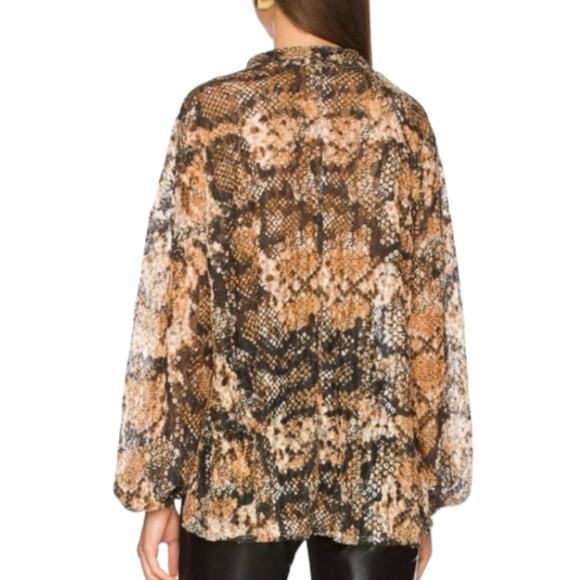 Free People Out For The Night Top / Snake Combo Tan Black blouse tops size small - Picture 4 of 13